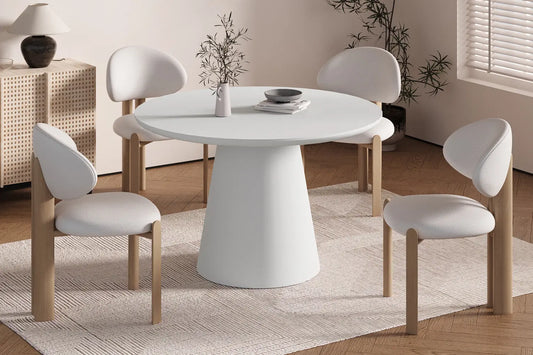 Table Ronde Effet Ciment Blanc TAVINA - 120 cm ROUSSEAU