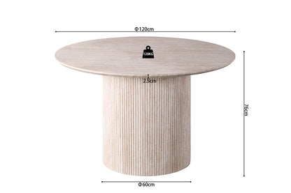 Table Ronde LYANE Effet Travertin Beige - 120 cm ROUSSEAU