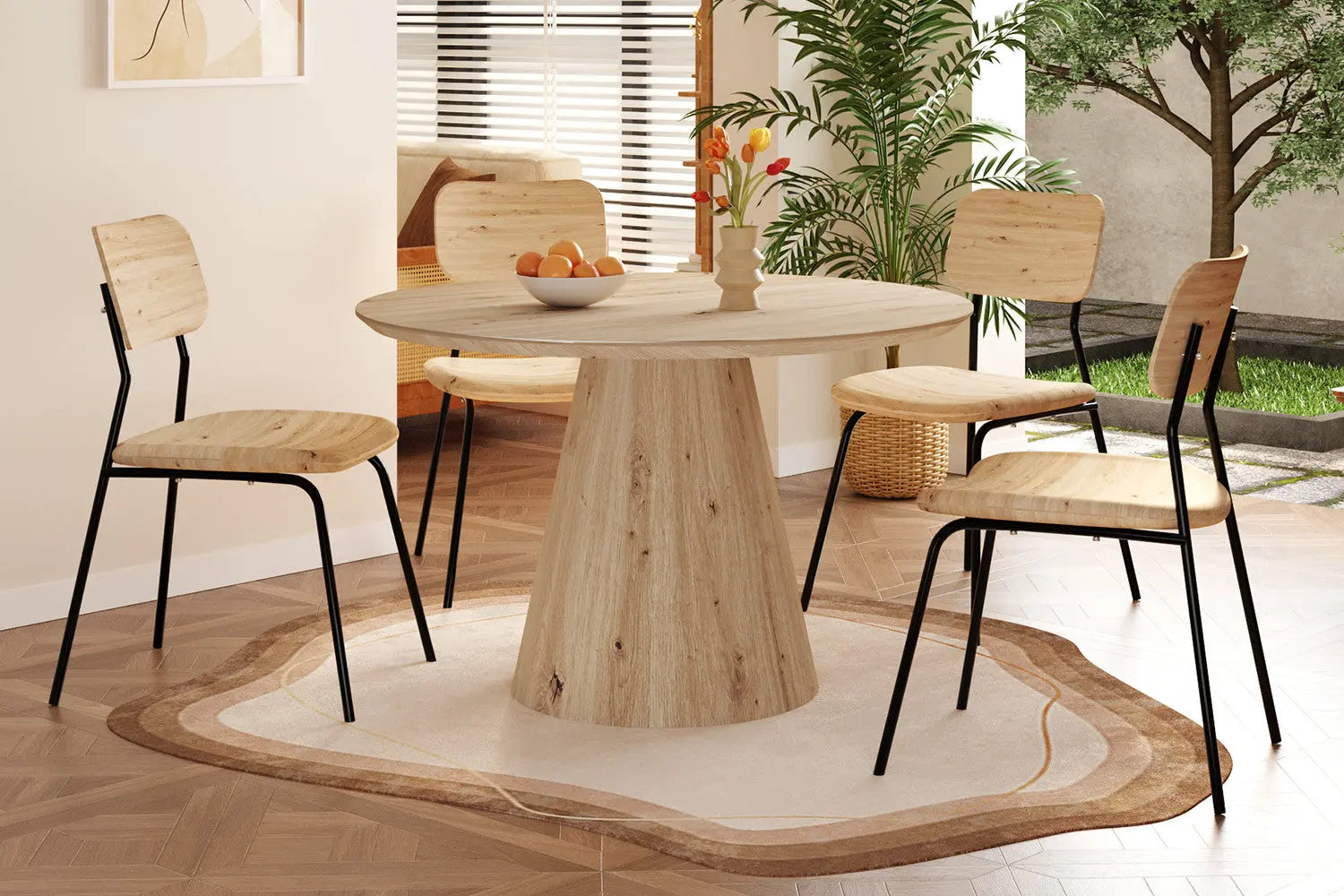 Table Ronde TIGA en Effet Chêne vieilli 120 cm ROUSSEAU