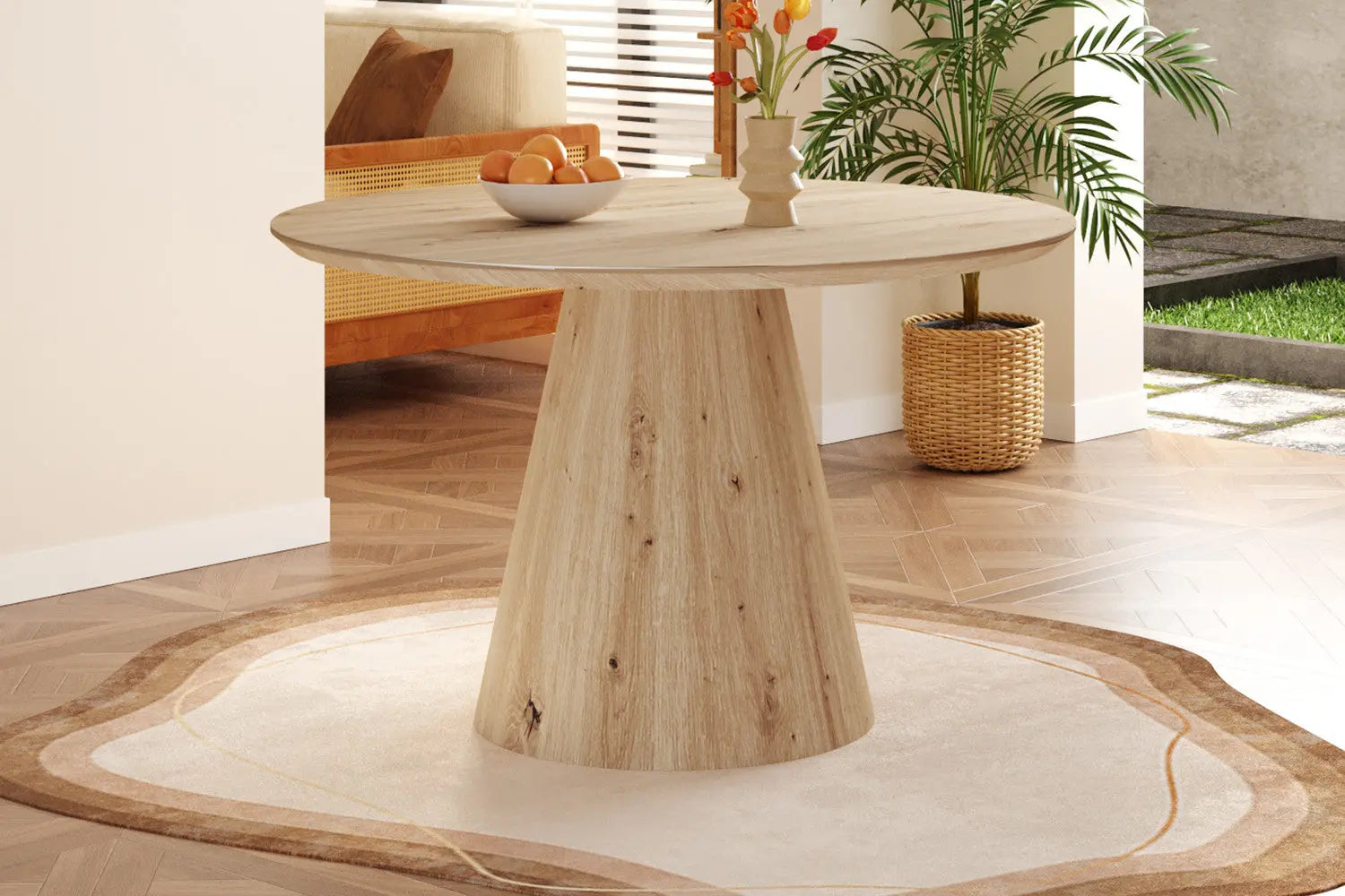 Table Ronde TIGA en Effet Chêne vieilli 120 cm ROUSSEAU
