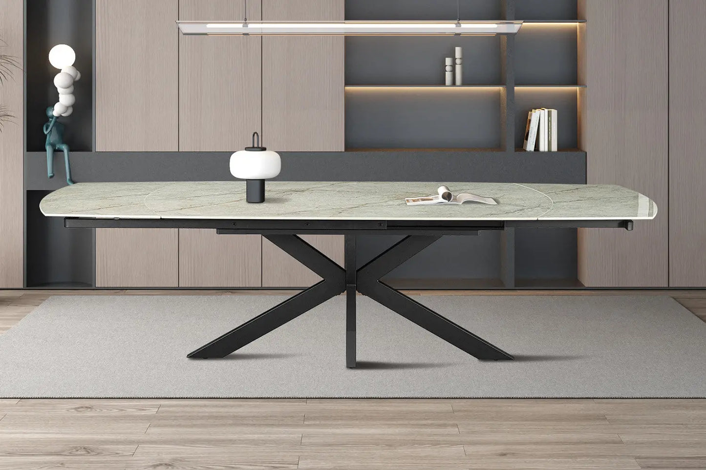Table à Manger Extensible ARYA Ovale Danoise Brillant Pierre Beige - de 160 à 240 cm ROUSSEAU