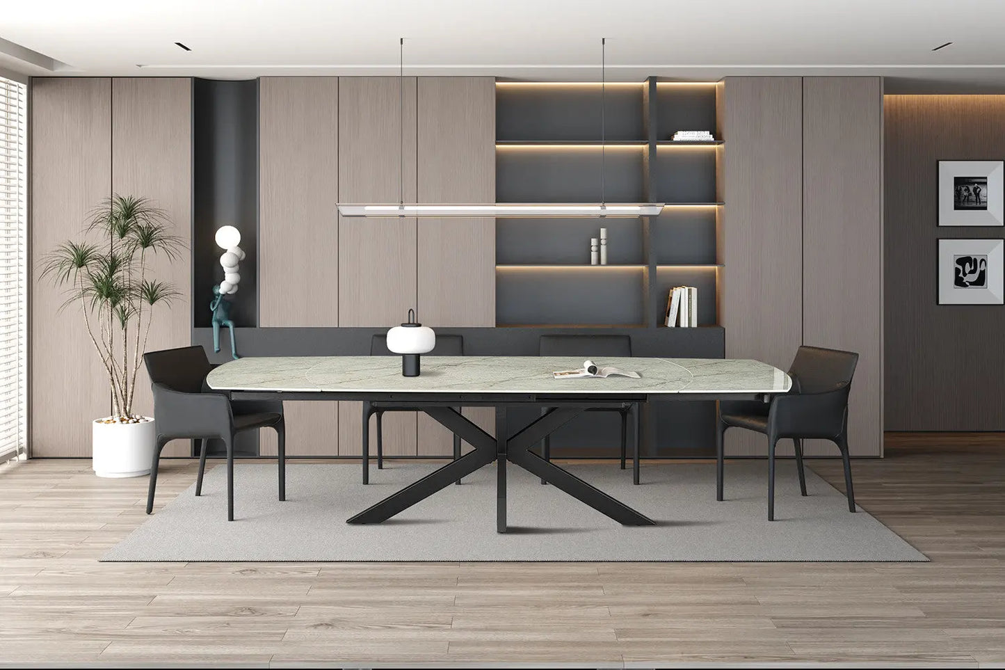 Table à Manger Extensible ARYA Ovale Danoise Brillant Pierre Beige - de 160 à 240 cm ROUSSEAU