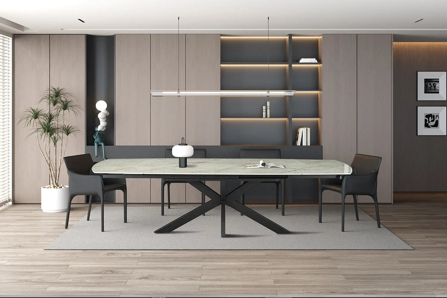 Table à Manger Extensible ARYA Ovale Danoise Brillant Pierre Beige - de 160 à 240 cm ROUSSEAU
