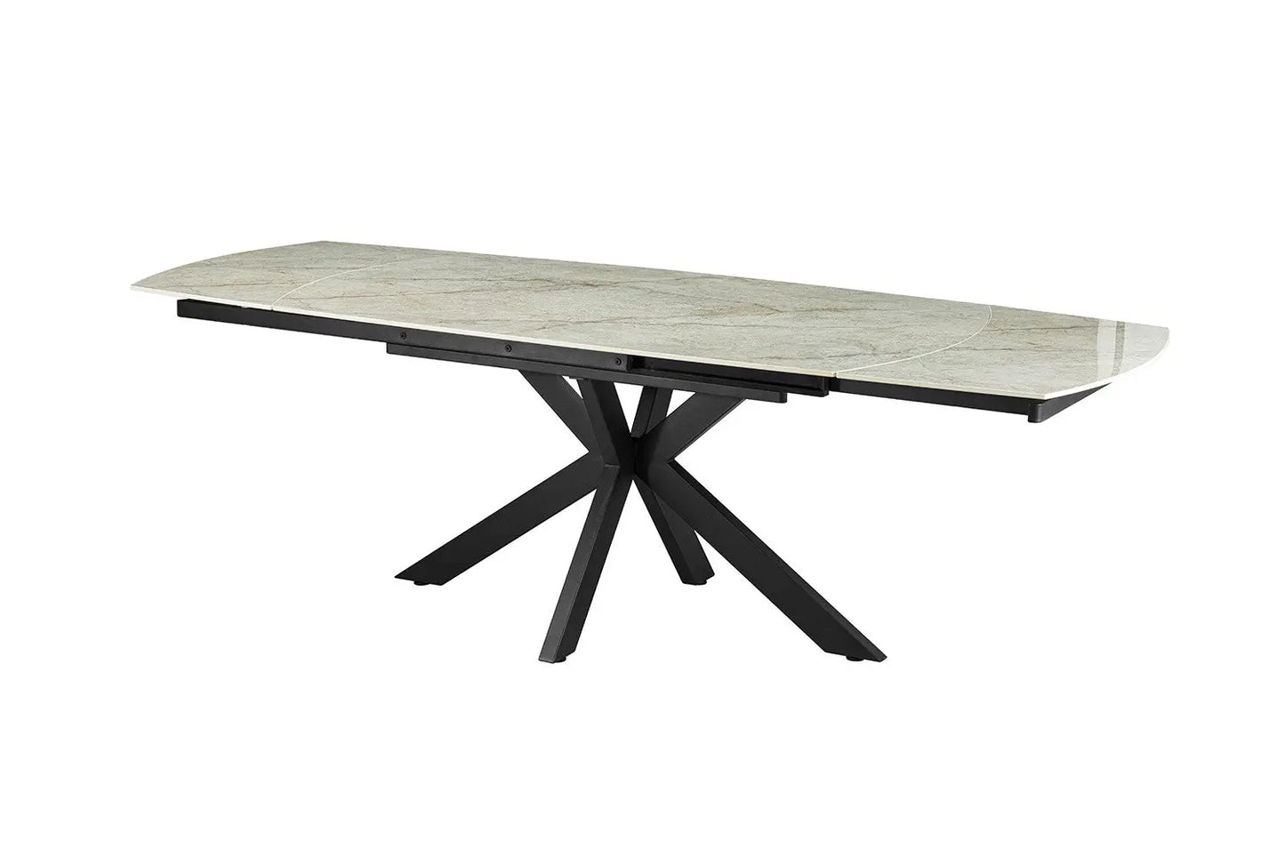 Table à Manger Extensible ARYA Ovale Danoise Brillant Pierre Beige - de 160 à 240 cm ROUSSEAU