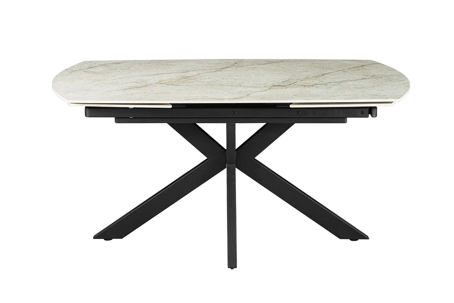 Table à Manger Extensible ARYA Ovale Danoise Brillant Pierre Beige - de 160 à 240 cm ROUSSEAU