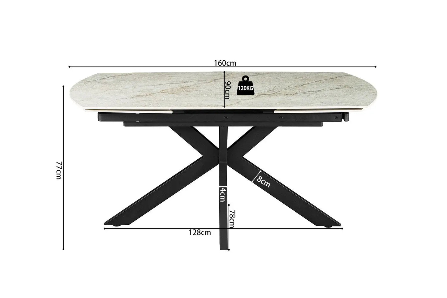 Table à Manger Extensible ARYA Ovale Danoise Brillant Pierre Beige - de 160 à 240 cm ROUSSEAU