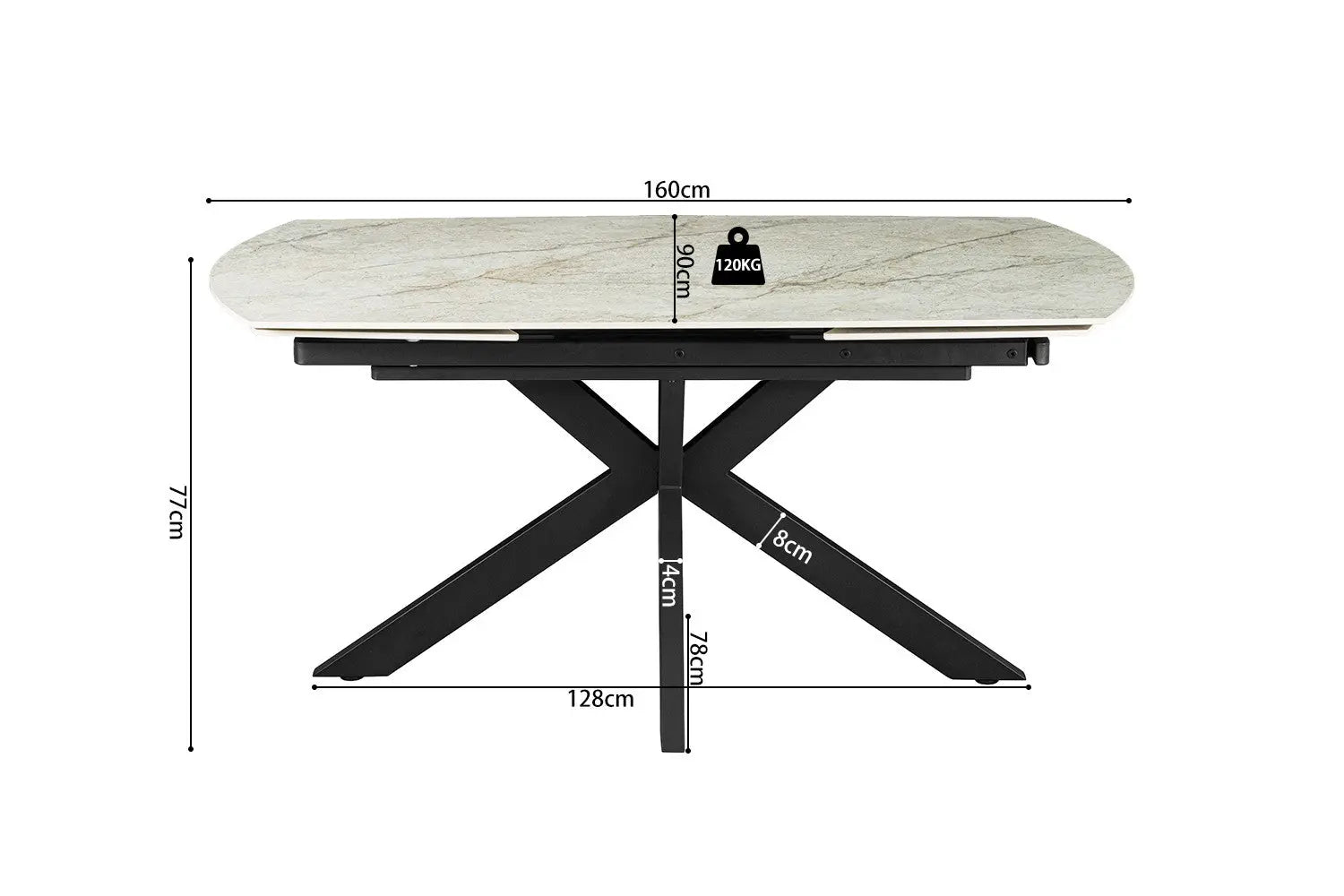 Table à Manger Extensible ARYA Ovale Danoise Brillant Pierre Beige - de 160 à 240 cm ROUSSEAU