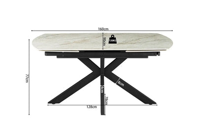 Table à Manger Extensible ARYA Ovale Danoise Brillant Pierre Beige - de 160 à 240 cm ROUSSEAU