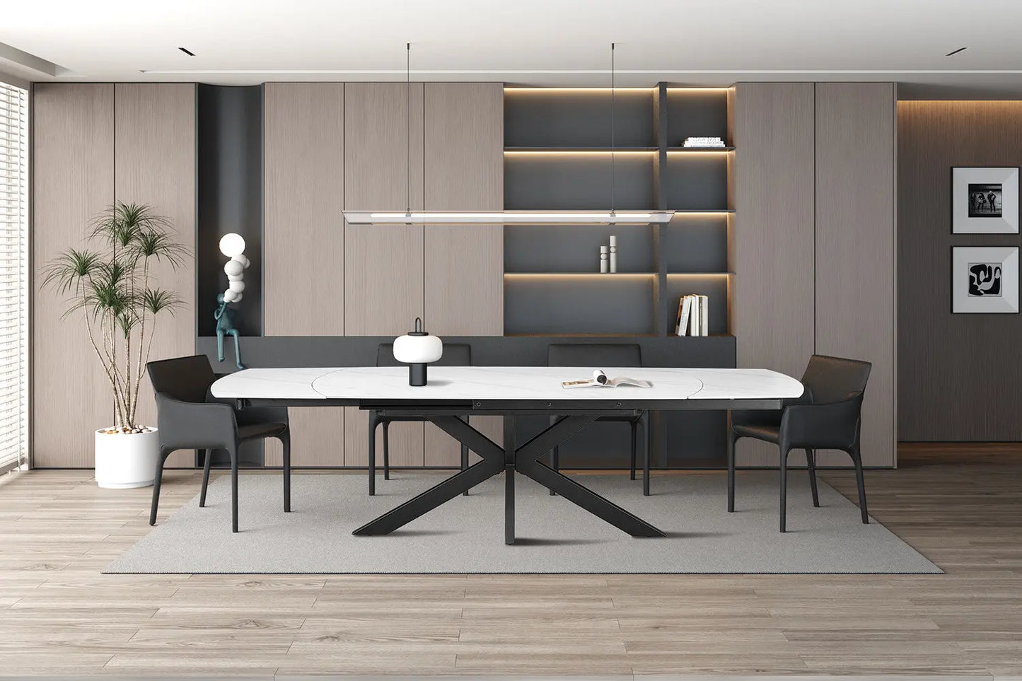 Table à Manger Extensible ARYA Ovale Danoise Pierre Blanche - de 160 à 240 cm ROUSSEAU