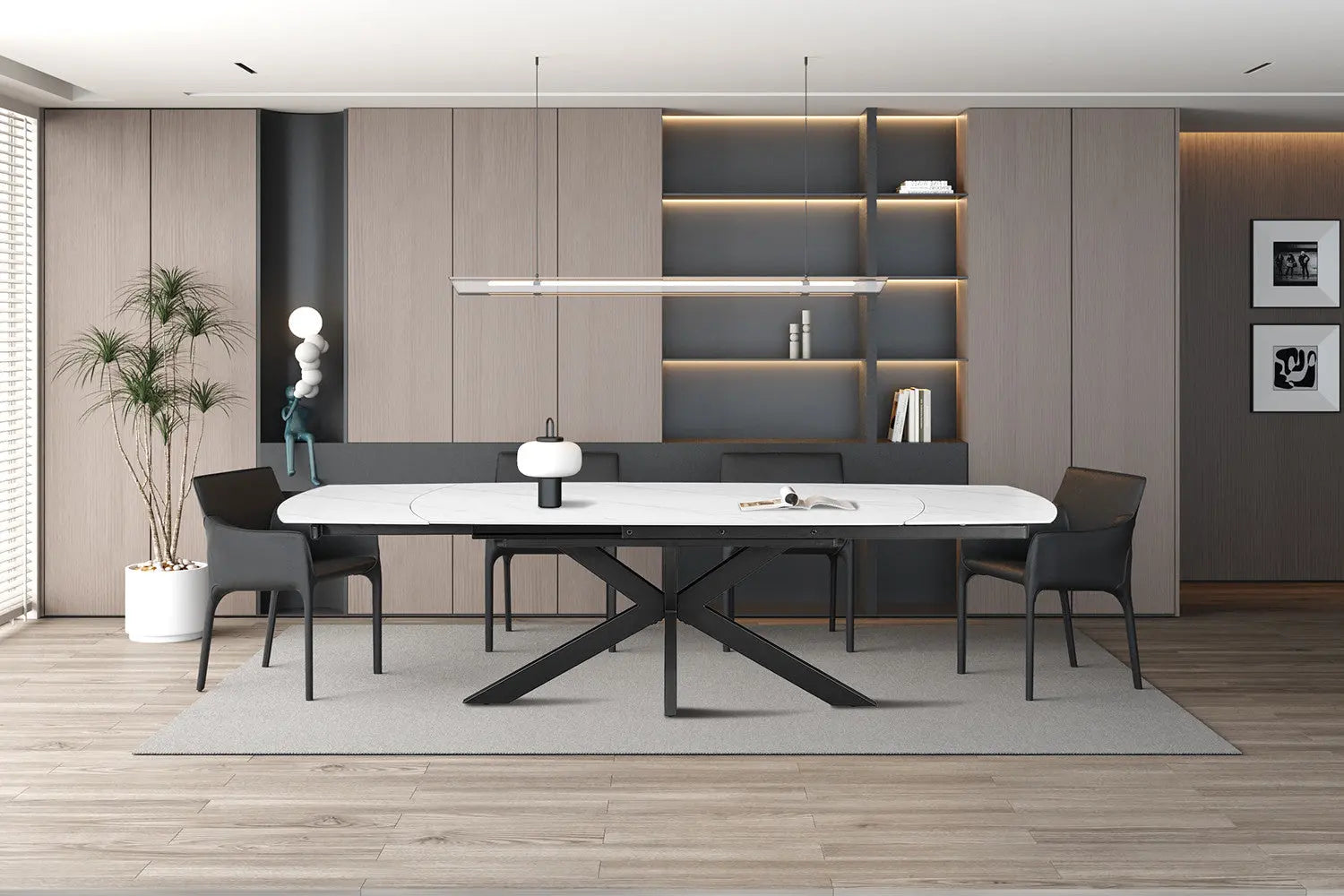 Table à Manger Extensible ARYA Ovale Danoise Pierre Blanche - de 160 à 240 cm ROUSSEAU