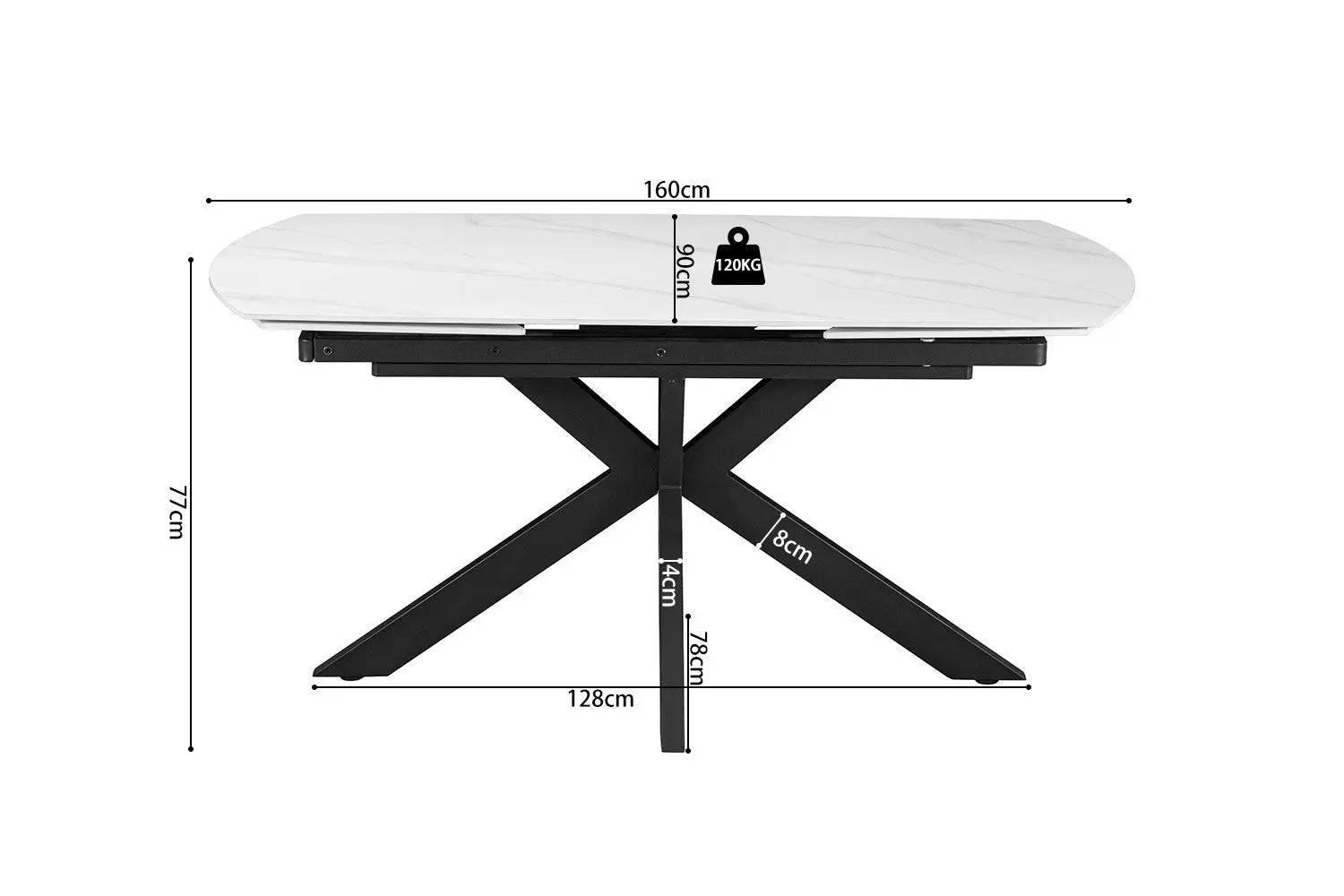 Table à Manger Extensible ARYA Ovale Danoise Pierre Blanche - de 160 à 240 cm ROUSSEAU