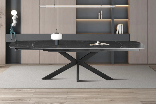 Table à Manger Extensible ARYA Ovale Danoise Pierre Noir - de 160 à 240 cm ROUSSEAU