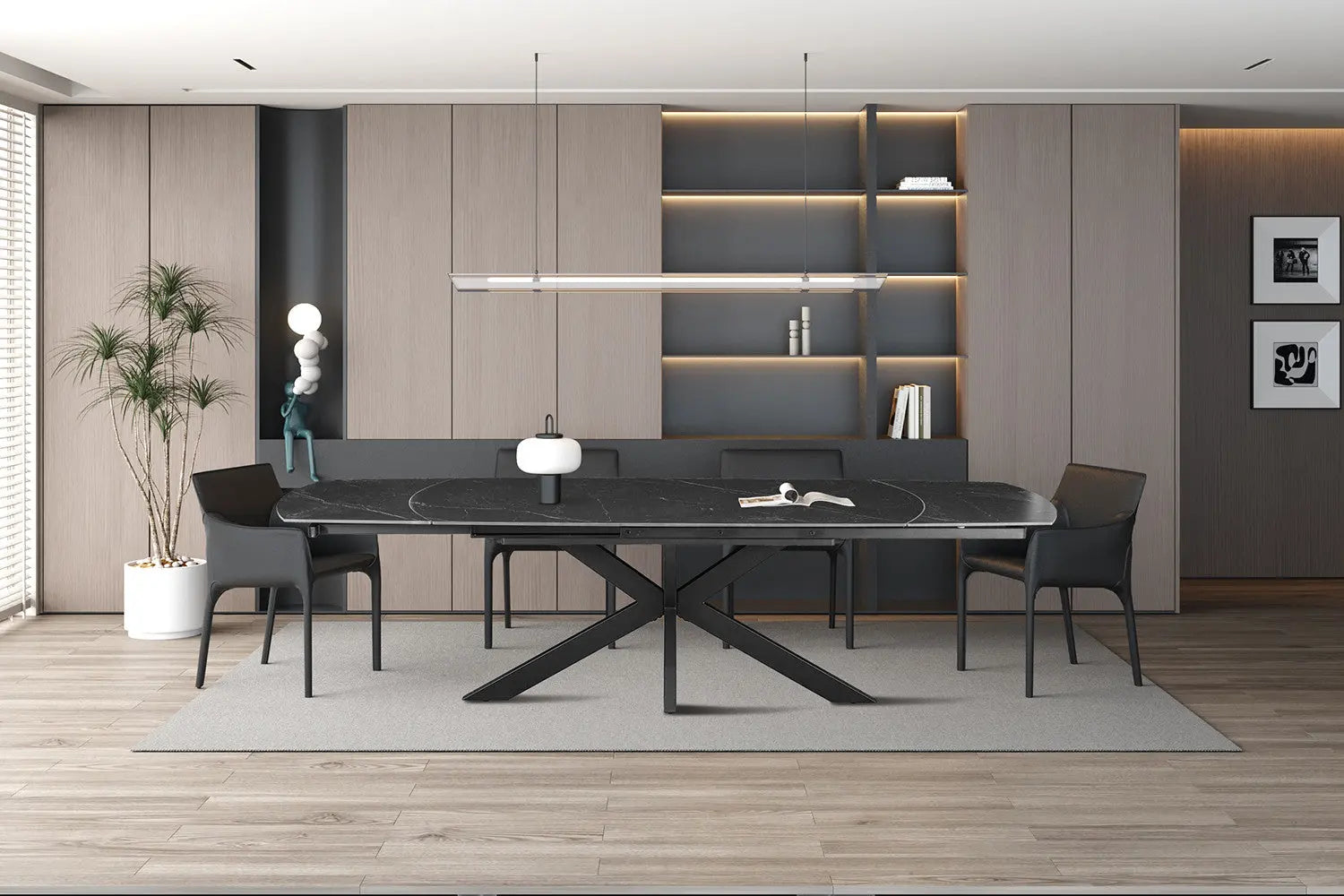 Table à Manger Extensible ARYA Ovale Danoise Pierre Noir - de 160 à 240 cm ROUSSEAU