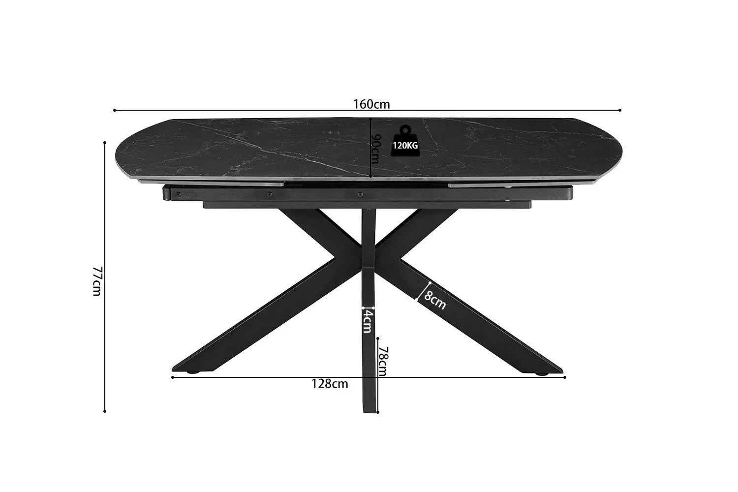 Table à Manger Extensible ARYA Ovale Danoise Pierre Noir - de 160 à 240 cm ROUSSEAU