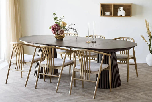Table à Manger Extensible OSAKA Effet Bois Brun Foncé - 120 à 240 cm HOUSE NORDIC