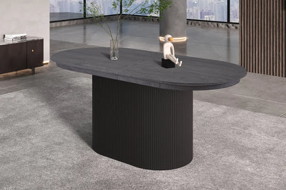 Table à Manger Extensible Ovale LYANE Effet Brun foncé - 180 à 220 cm ROUSSEAU