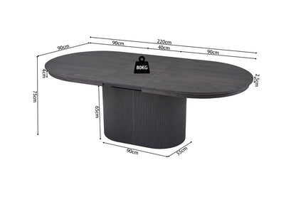 Table à Manger Extensible Ovale LYANE Effet Brun foncé - 180 à 220 cm ROUSSEAU