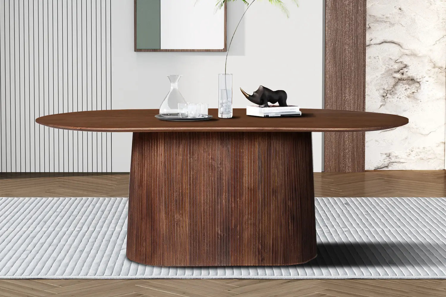 Table à Manger Ovale MAYGA en Manguier Brun Clair - 220 cm ROUSSEAU