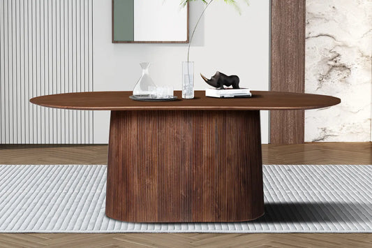 Table à Manger Ovale MAYGA en Manguier Brun Clair - 220 cm ROUSSEAU