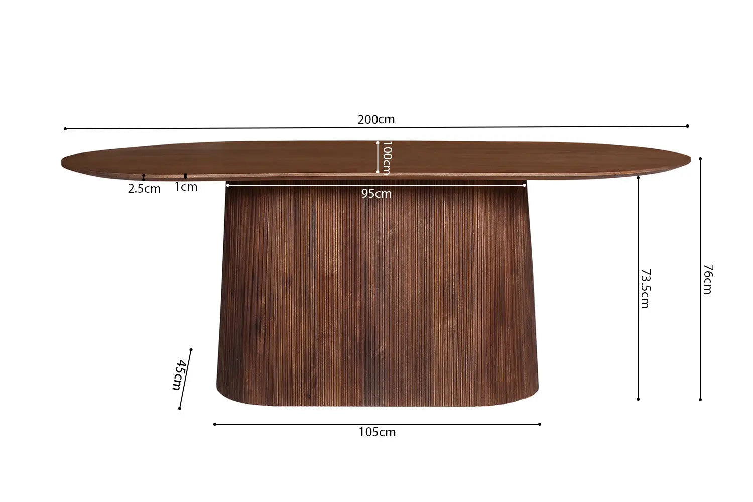Table à Manger Ovale MAYGA en Manguier Brun Clair - 220 cm ROUSSEAU