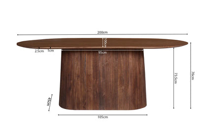 Table à Manger Ovale MAYGA en Manguier Brun Clair - 220 cm ROUSSEAU