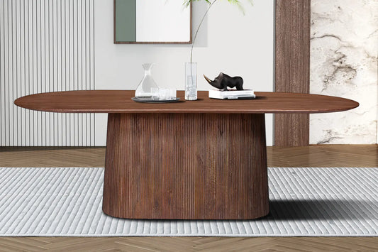 Table à Manger Ovale MAYGA en Manguier Brun Clair - 230 cm ROUSSEAU