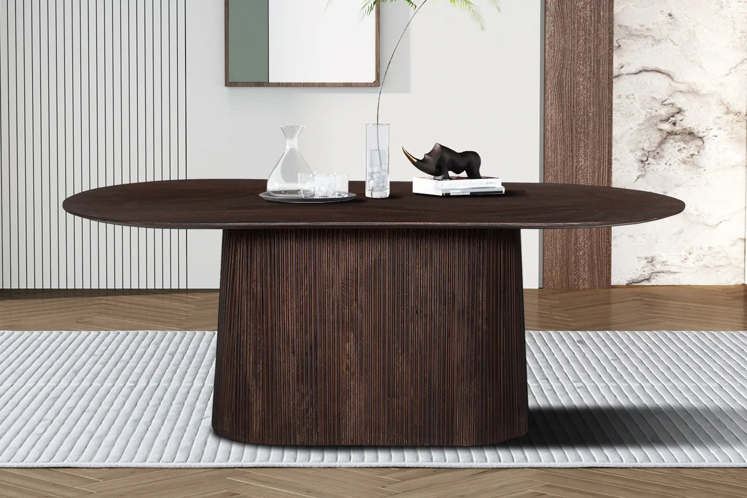 Table à Manger Ovale MAYGA en Manguier Brun Foncé - 200 cm ROUSSEAU