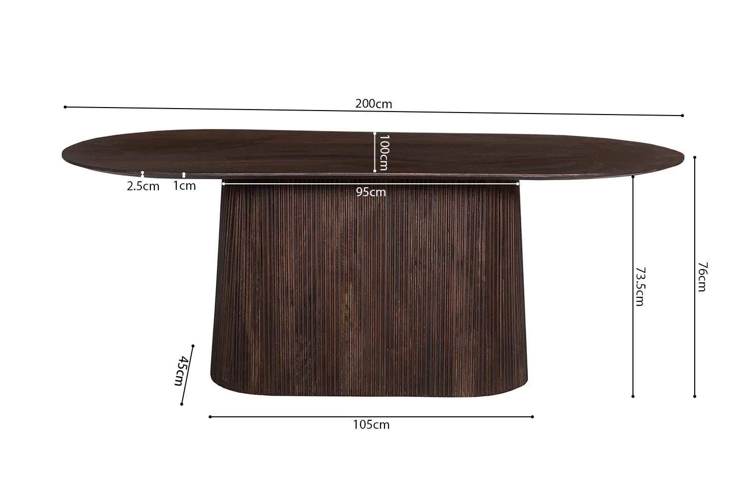 Table à Manger Ovale MAYGA en Manguier Brun Foncé - 200 cm ROUSSEAU