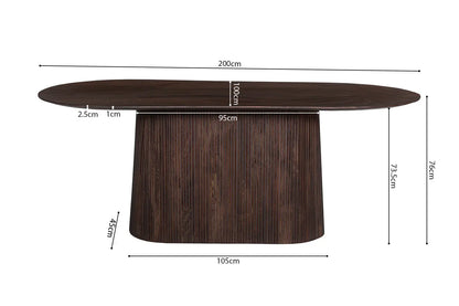 Table à Manger Ovale MAYGA en Manguier Brun Foncé - 200 cm ROUSSEAU