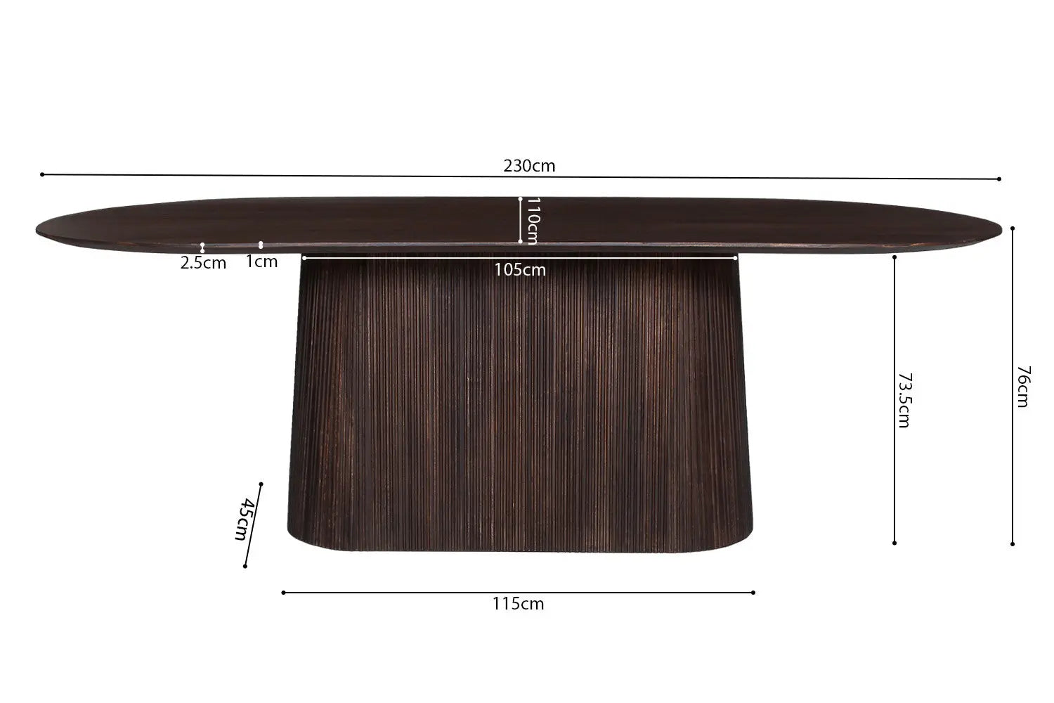 Table à Manger Ovale MAYGA en Manguier Brun Foncé - 230 cm ROUSSEAU