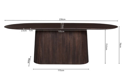 Table à Manger Ovale MAYGA en Manguier Brun Foncé - 230 cm ROUSSEAU