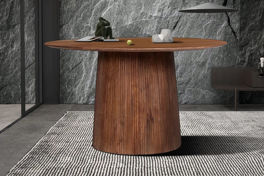 Table à Manger Ronde MAYGA en Manguier Brun Clair - 130 cm ROUSSEAU