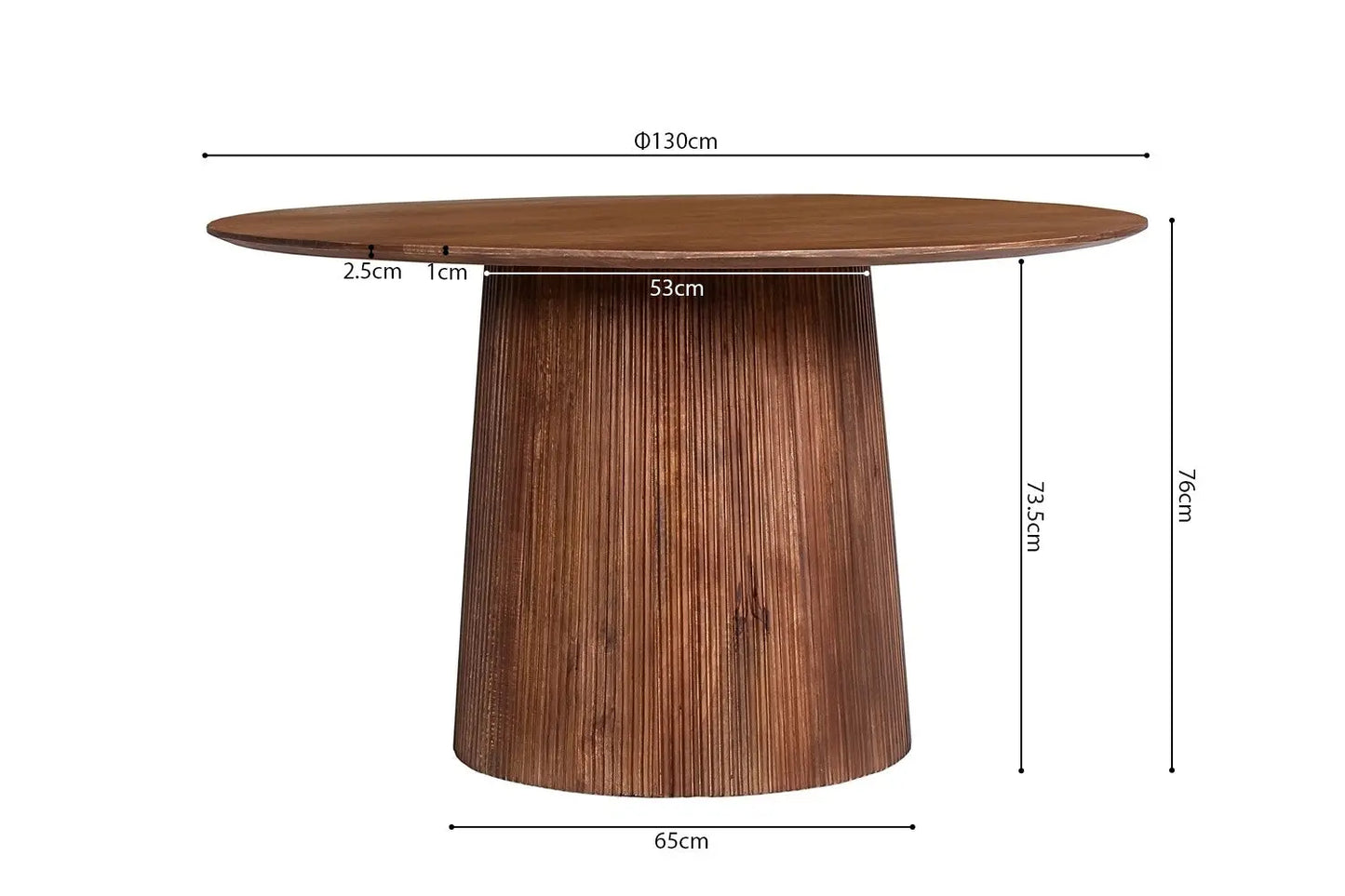 Table à Manger Ronde MAYGA en Manguier Brun Clair - 130 cm ROUSSEAU