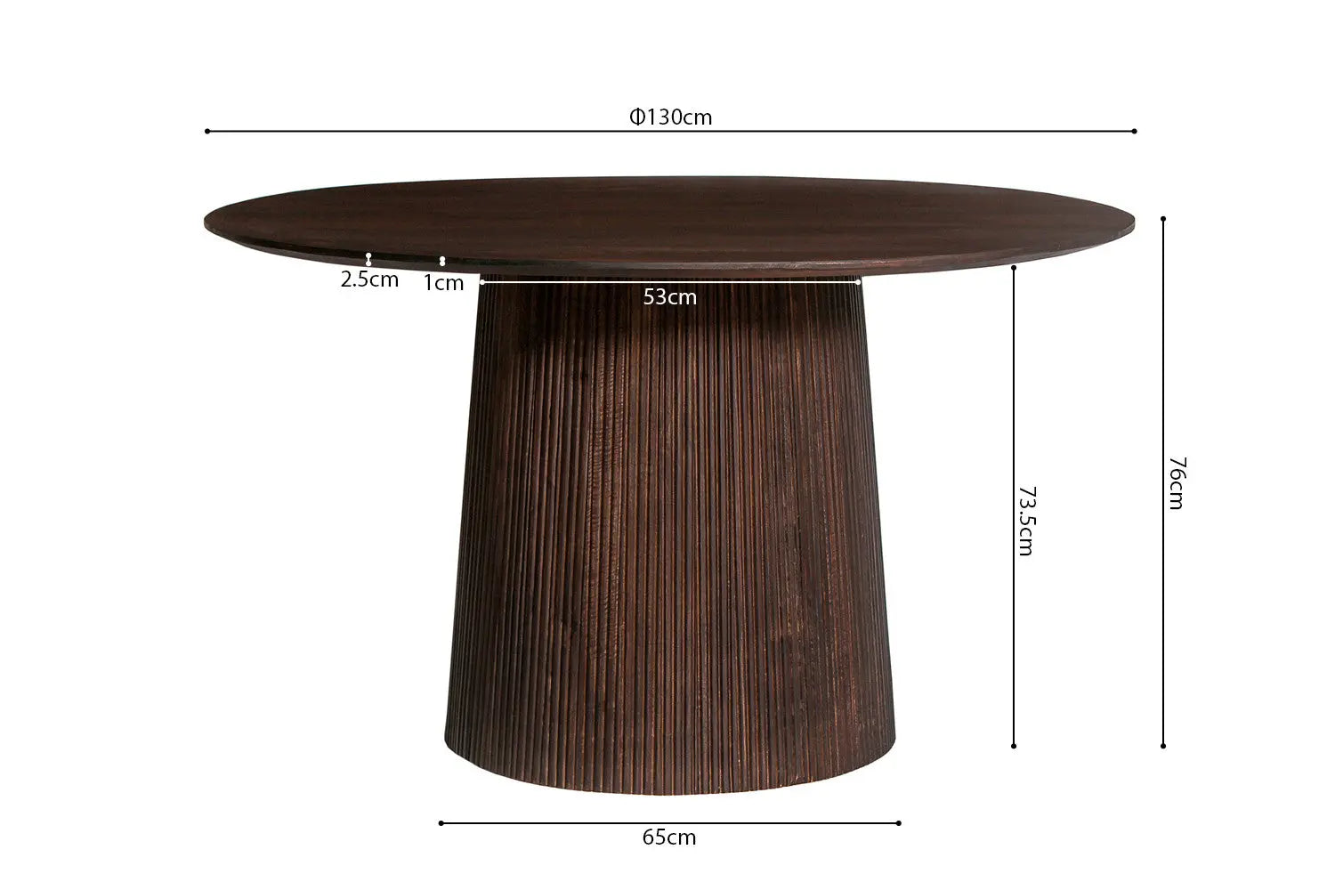 Table à Manger Ronde MAYGA en Manguier Brun Foncé - 130 cm ROUSSEAU
