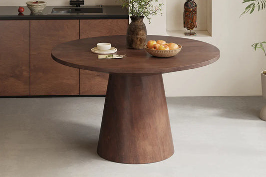 Table à manger Ronde TOMI en Bois de Manguier Brun - 130 cm ROUSSEAU