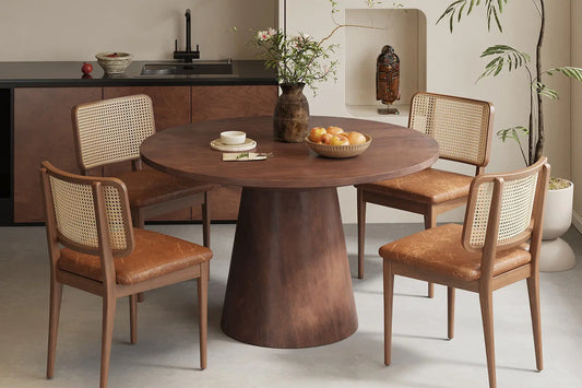 Table à manger Ronde TOMI en Bois de Manguier Brun - 130 cm ROUSSEAU