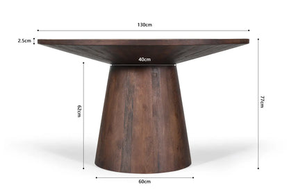 Table à manger Ronde TOMI en Bois de Manguier Brun - 130 cm ROUSSEAU