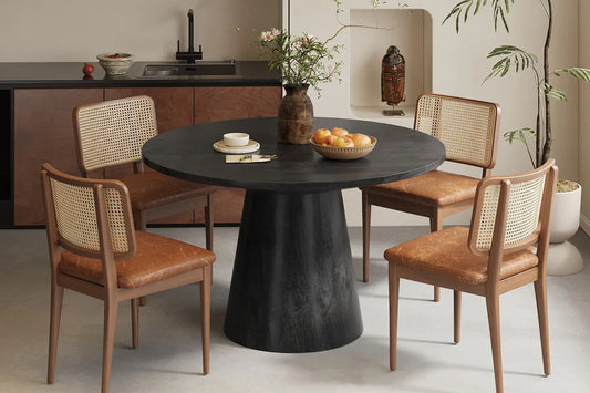 Table à manger Ronde TOMI en Bois de Manguier Noir - 130 cm ROUSSEAU