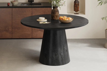 Table à manger Ronde TOMI en Bois de Manguier Noir - 130 cm ROUSSEAU