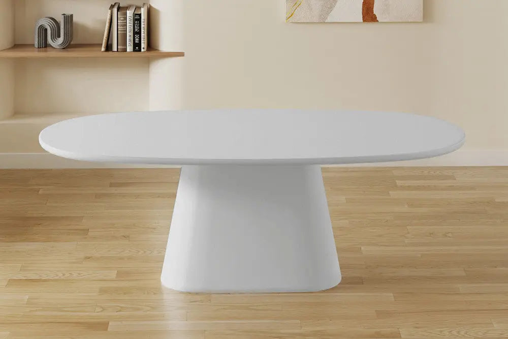 Table à manger Ovale Effet Ciment Ecru TAVINA - 220 cm ROUSSEAU