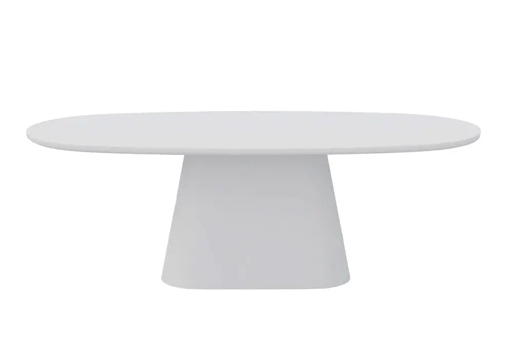 Table à manger Ovale Effet Ciment Ecru TAVINA - 220 cm ROUSSEAU