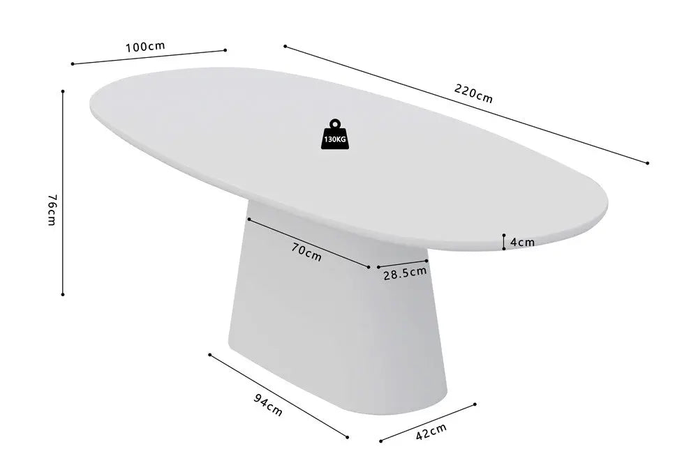 Table à manger Ovale Effet Ciment Ecru TAVINA - 220 cm ROUSSEAU