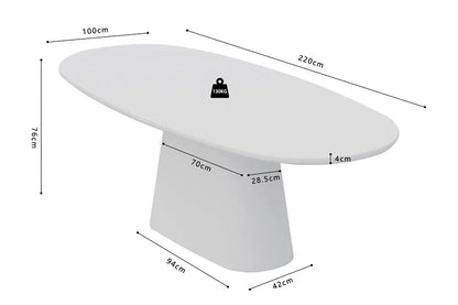 Table à manger Ovale Effet Ciment Ecru TAVINA - 220 cm ROUSSEAU