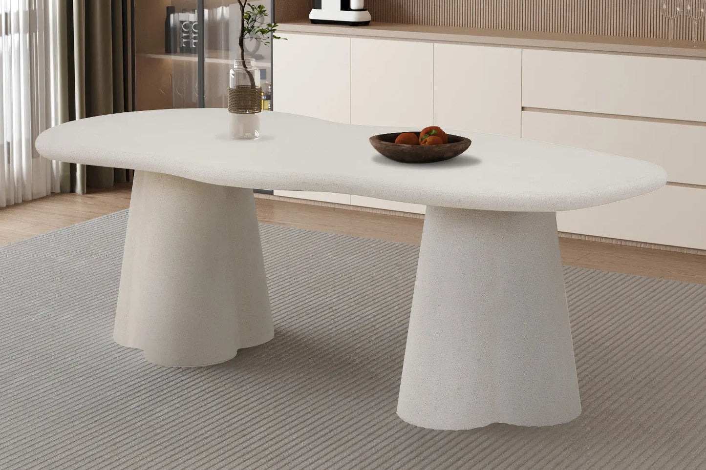 Table à manger Ovale Effet Ciment Organique FARY - 220 cm ROUSSEAU