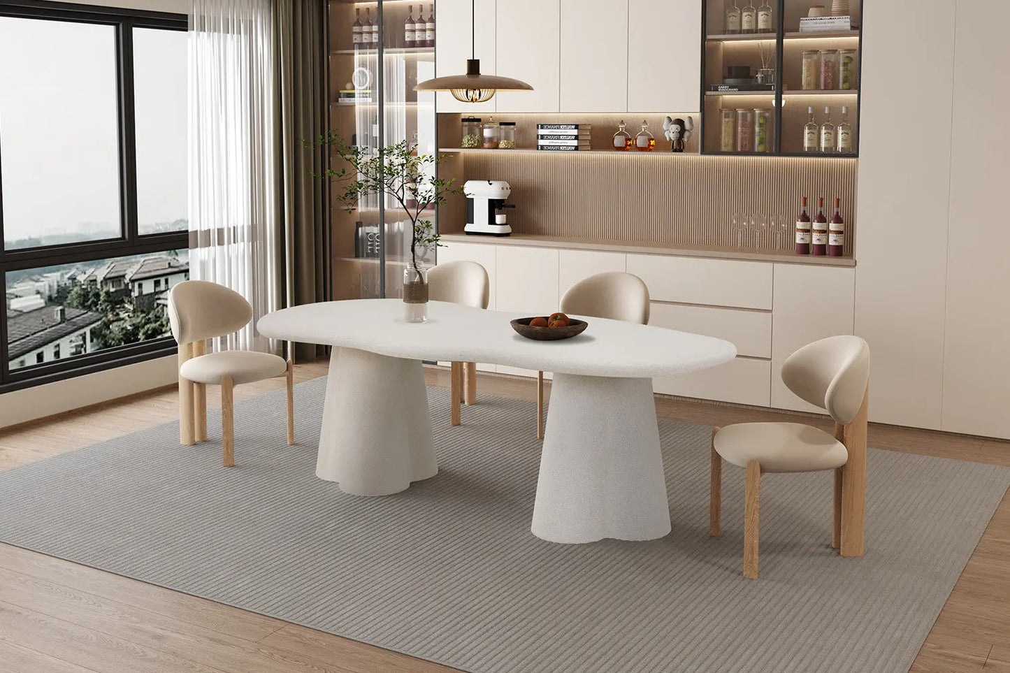 Table à manger Ovale Effet Ciment Organique FARY - 220 cm ROUSSEAU
