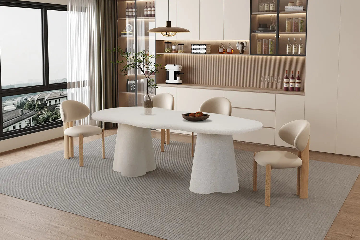 Table à manger Ovale Effet Ciment Organique FARY - 220 cm ROUSSEAU
