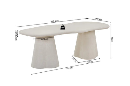 Table à manger Ovale Effet Ciment Organique FARY - 220 cm ROUSSEAU