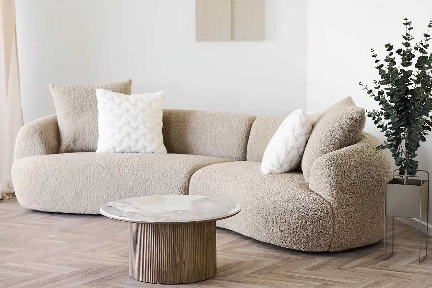 Table basse ATHENS avec un plateau en céramique, blanc et marron foncé - 80x40 cm HOUSE NORDIC