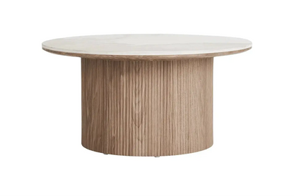 Table basse ATHENS avec un plateau en céramique, blanc et marron foncé - 80x40 cm HOUSE NORDIC