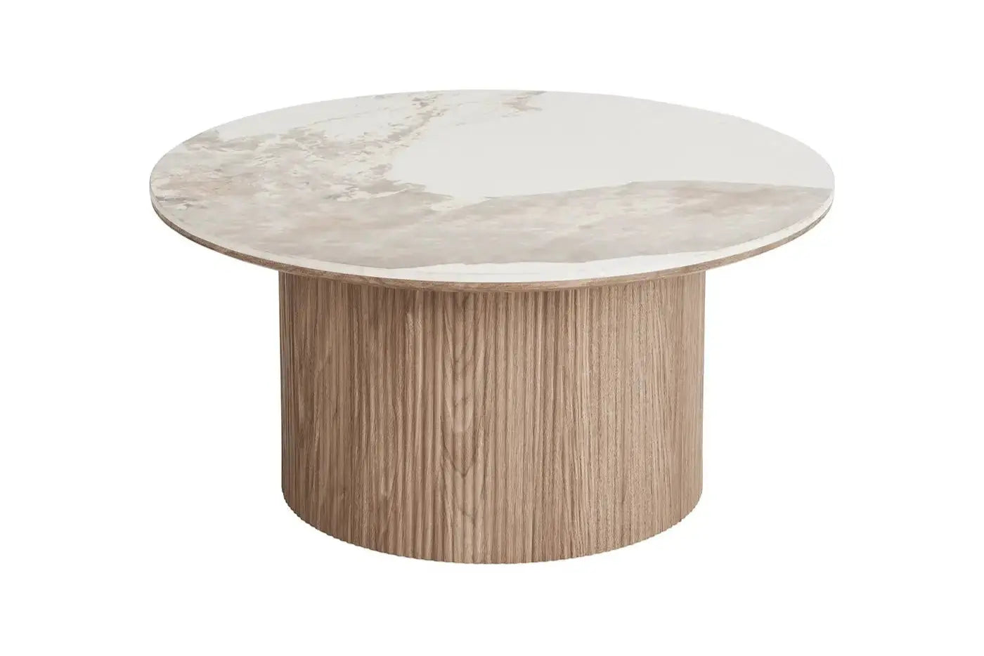Table basse ATHENS avec un plateau en céramique, blanc et marron foncé - 80x40 cm HOUSE NORDIC